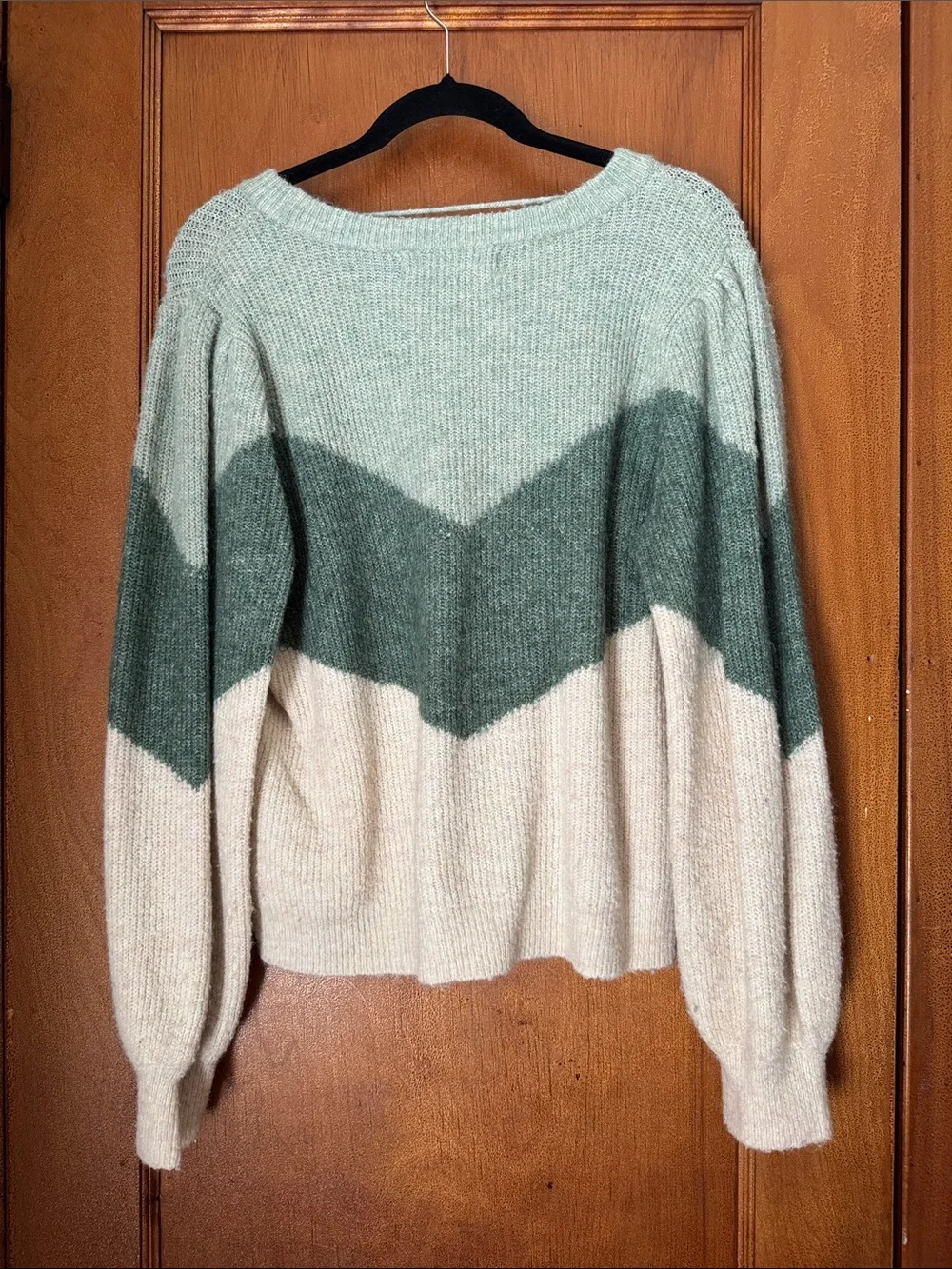 Vero Moda Chevron Crewneck Sweater in Mint, Forest & Cream
